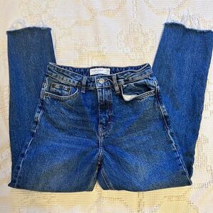 Topshop Mid Rise Straight Cropped Jean with Raw Hems